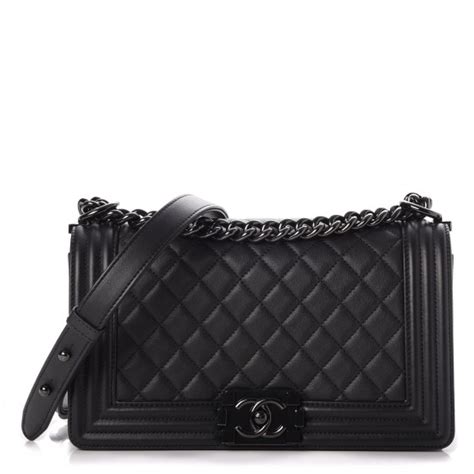 CHANEL Calfskin Quilted Medium Boy Flap So Black